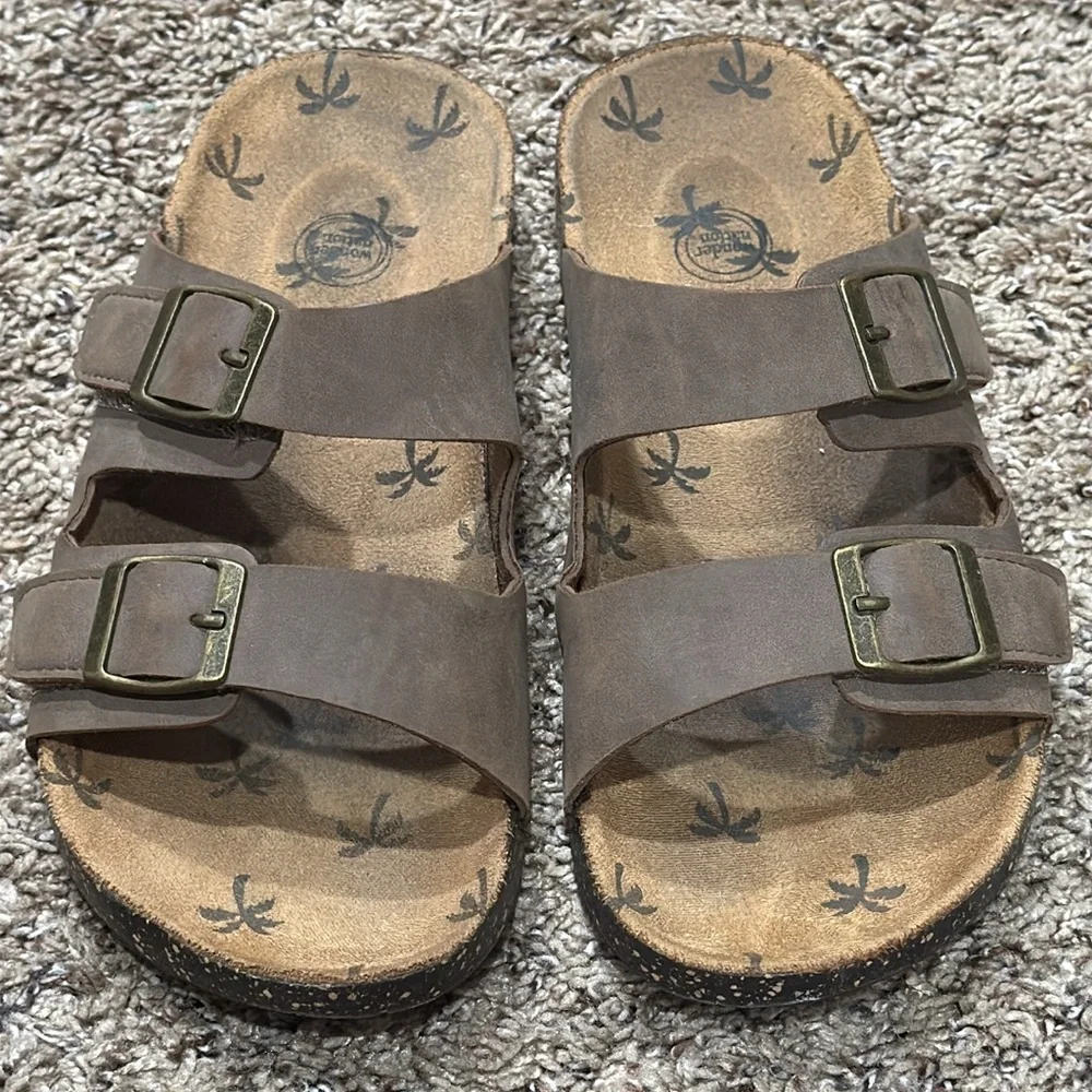 Wonder Nation Boys Double Buckle Footbed Sandals Size 5